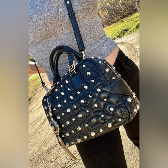 Versace Nappa Barocco Quilted Studded Vanitas Demetra in Black - Picture 11 of 11
